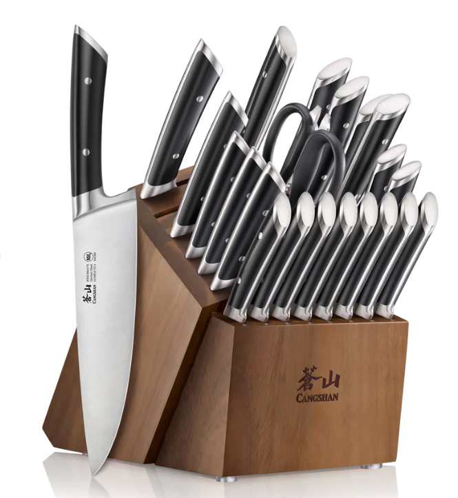 Cangshan OLYMPUS Series 23-Piece Knife Block Set, German Steel, Acacia, 504203 (OPEN BOX)