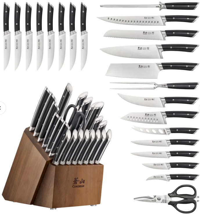 Cangshan OLYMPUS Series 23-Piece Knife Block Set, German Steel, Acacia, 504203 (OPEN BOX)