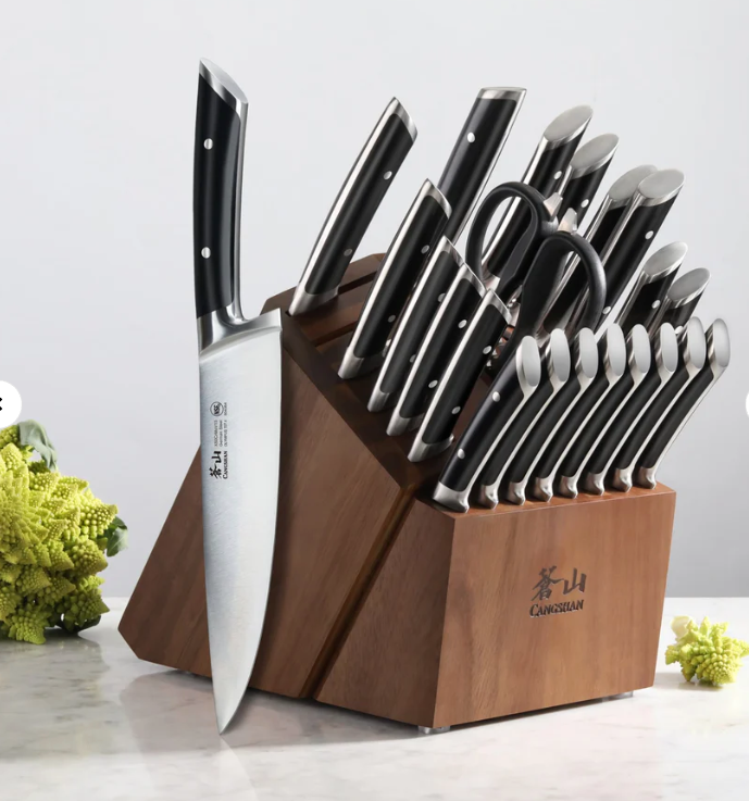 Cangshan OLYMPUS Series 23-Piece Knife Block Set, German Steel, Acacia, 504203 (OPEN BOX)