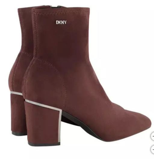 DKNY “Cavale-Heeled Dress Boot” Soft Micro Suede ~ Mirror Trim Heels (Espresso)Size 11