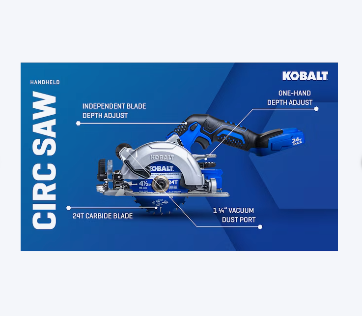 Kobalt 24-volt 4-1/2-in Brushless Cordless Circular saw (USED)