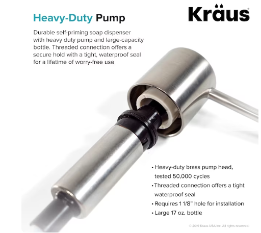 Kraus Spot Free Stainless Steel 17-oz. Capacity Deck-mount Soap and Lotion Dispenser (new)