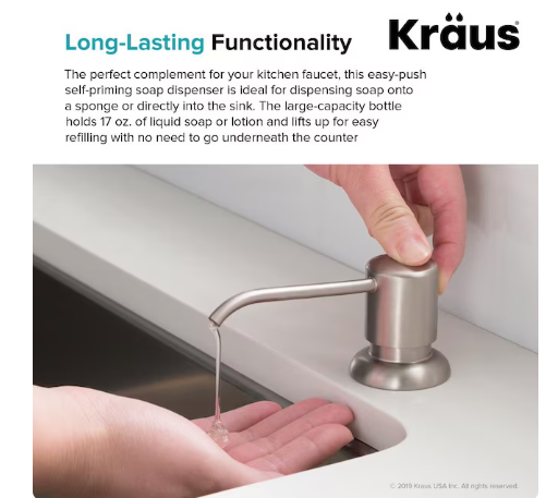 Kraus Spot Free Stainless Steel 17-oz. Capacity Deck-mount Soap and Lotion Dispenser (new)