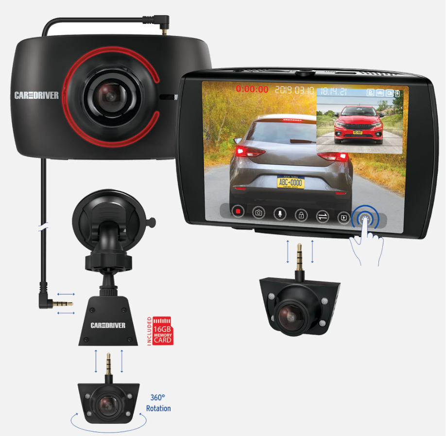 ROAD PATROL TOUCH DUO DUAL VIEW DASH CAM - CAR AND DRIVER ZX1002 (NEW)