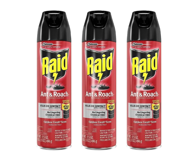 Raid Ant & Roach Spray Outdoor Fresh 17.50 oz (Pack of 3) (new)