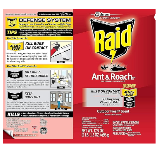 Raid Ant & Roach Spray Outdoor Fresh 17.50 oz (Pack of 3) (new)