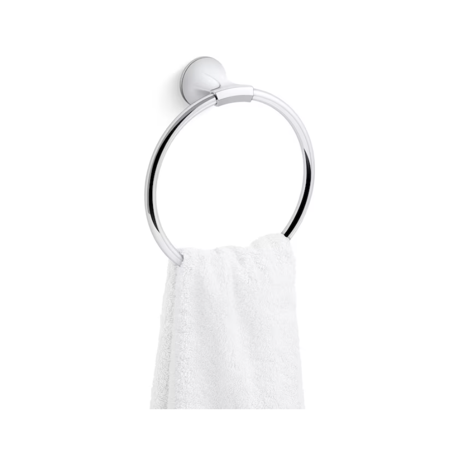 KOHLER Desette Polished Chrome Wall mount Single Towel Ring (Open Box)