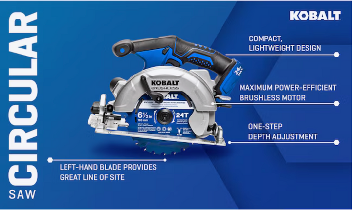 Kobalt 24-volt 6-1/2-in Brushless Cordless Circular saw (used) (bare tool )