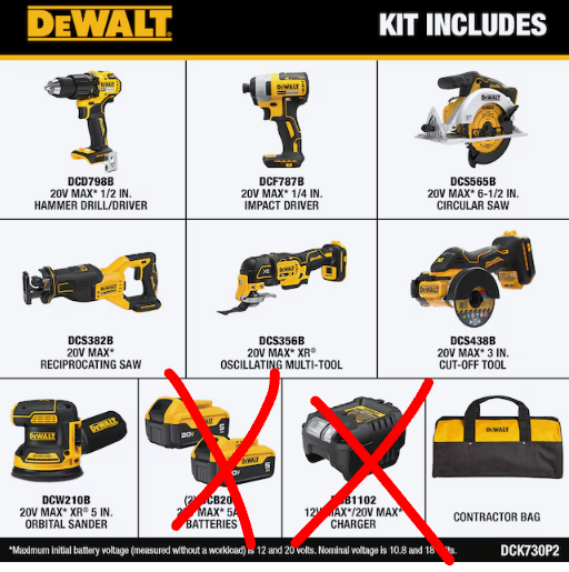 DEWALT 20V MAX 7-TOOL COMBO KIT (Used)(Bare tool)