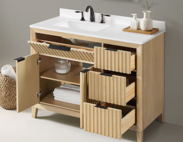 Origin 21 Tindall 42-in Natural Undermount Single Sink Bathroom Vanity (No Top) (DAMAGED)