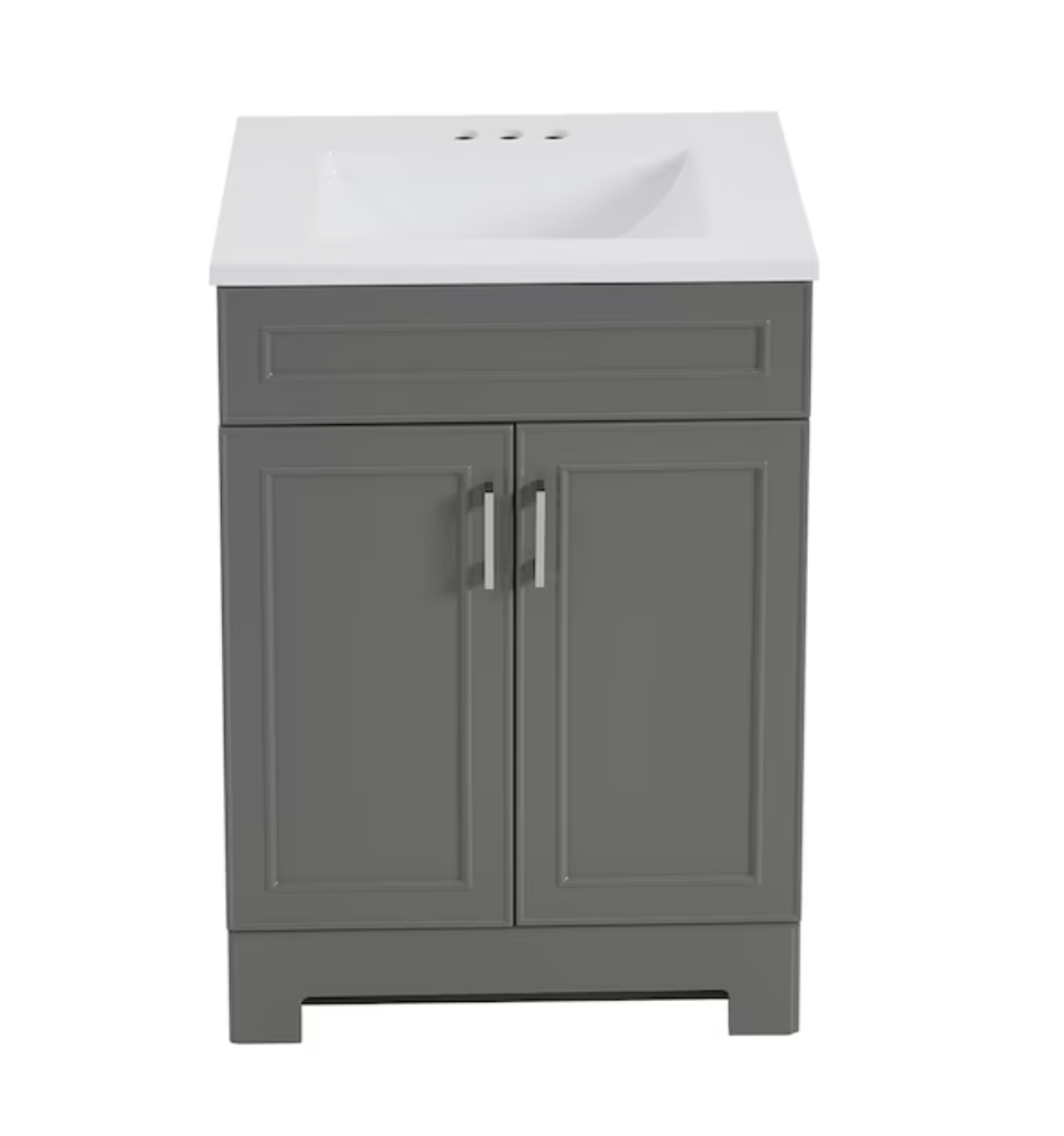 Style Selections Esterbrook 24-in Dark Gray Single Sink Bathroom Vanity with White Cultured Marble Top (Open Box)
