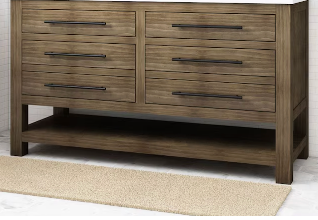allen + roth Kennilton 60-in Gray Oak Undermount Double sink Bathroom Vanity (NO TOP) (Open Box)