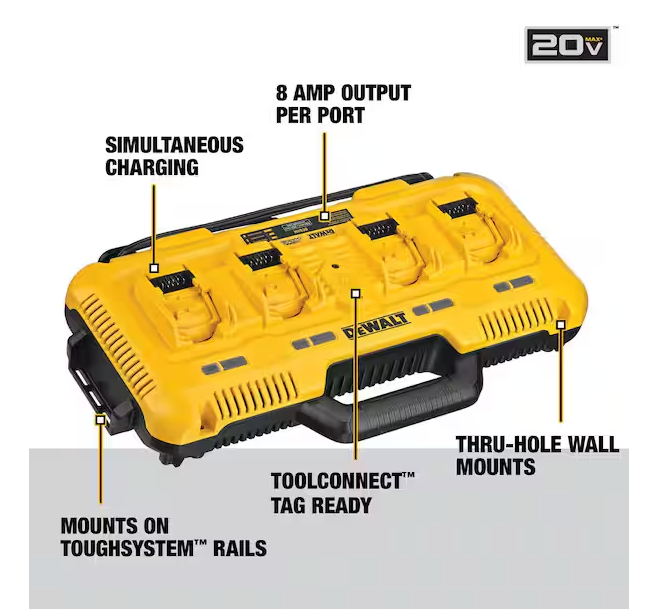 DEWALT 12V/20V/60V MAX 4-Port Lithium-Ion Battery Charger (Used)(Bare Tool)