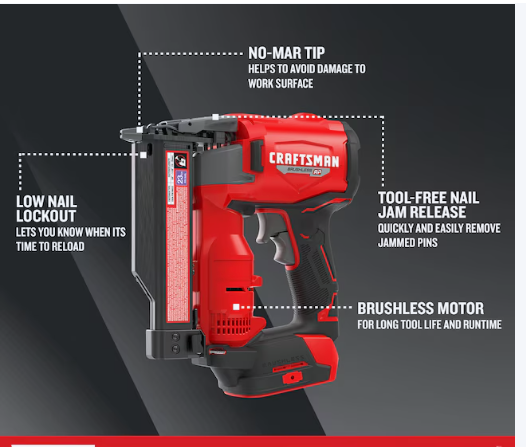CRAFTSMAN V20 Brushless RP 1-3/8-in 23 -Gauge Cordless Pin Nailer ( Battery Not Included and Charger Not Included ) (Used)