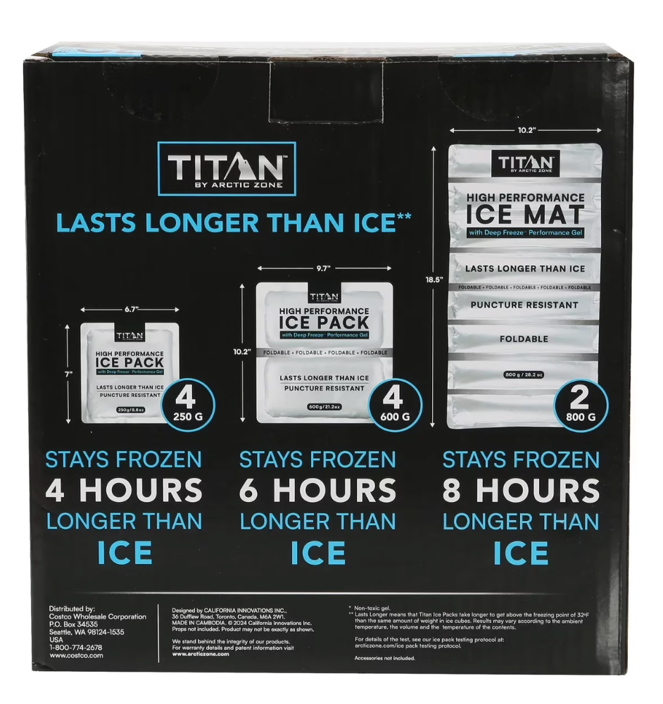 Titan by Arctic Zone High Performance Ice Packs, 10 Pack Combo (open box)