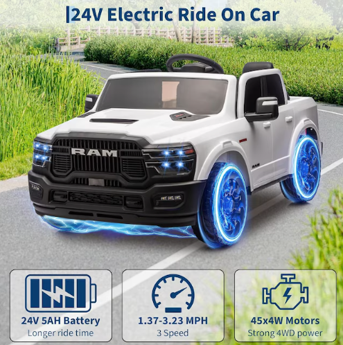 Garvee 24V Ride on Toys Licensed RAM 2500 2 Seater Kids Ride on Truck Car w Remote Control (used)