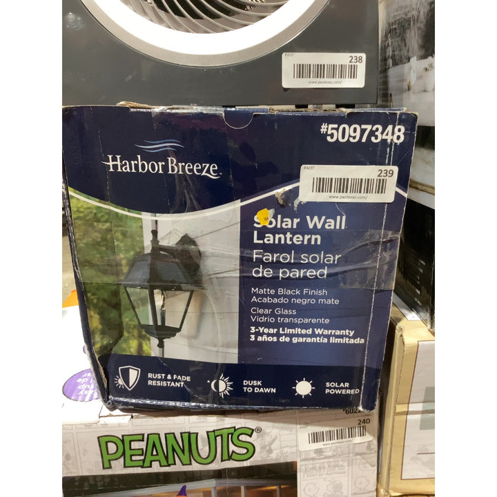 Lot # 239 Harbor Breeze solar wall lantern $80