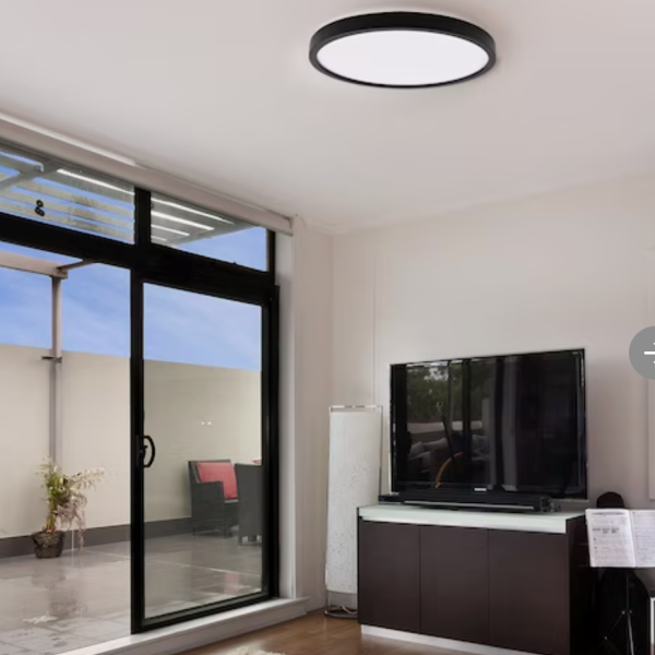 Lot # 1741 Project Source 13"LED Light Flush Mount Black $50