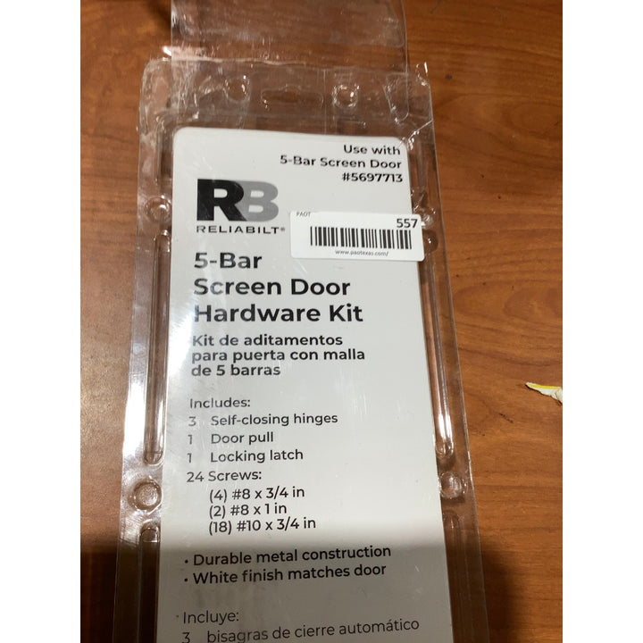 Lot # 557 Reliabilt 5-Bar Screen Door Hardware Kit $25.00
