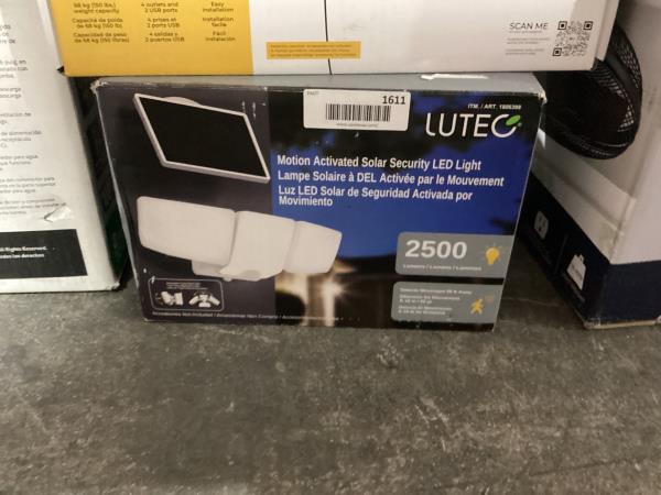 Lot # 1611 2500L Motion Activated Solar Security Light $60
