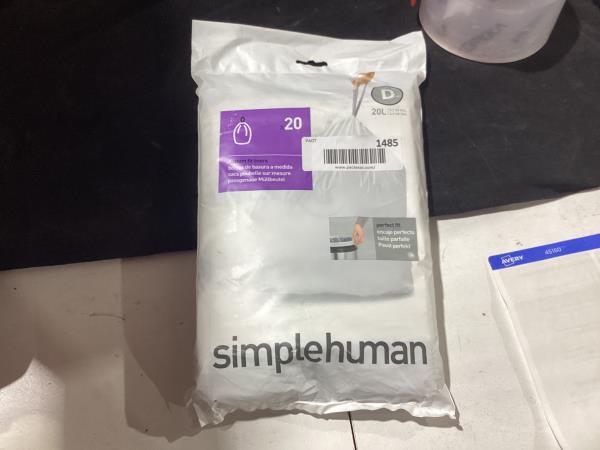 Lot # 1485 simplehuman CW0163 20L, 20 Liners, White â€” Code D