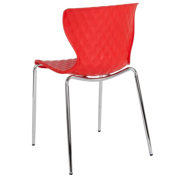 Lot # 2098 Flash Furniture Lowell Contemporary Design Red Plastic Stack Chair