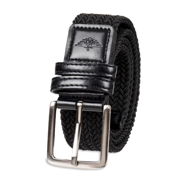 Lot # 422 Dockers Men's Casual Everyday Braided Fabric Fully Adjustable Web Belt, Black Double Loop, X-Large (42-44)