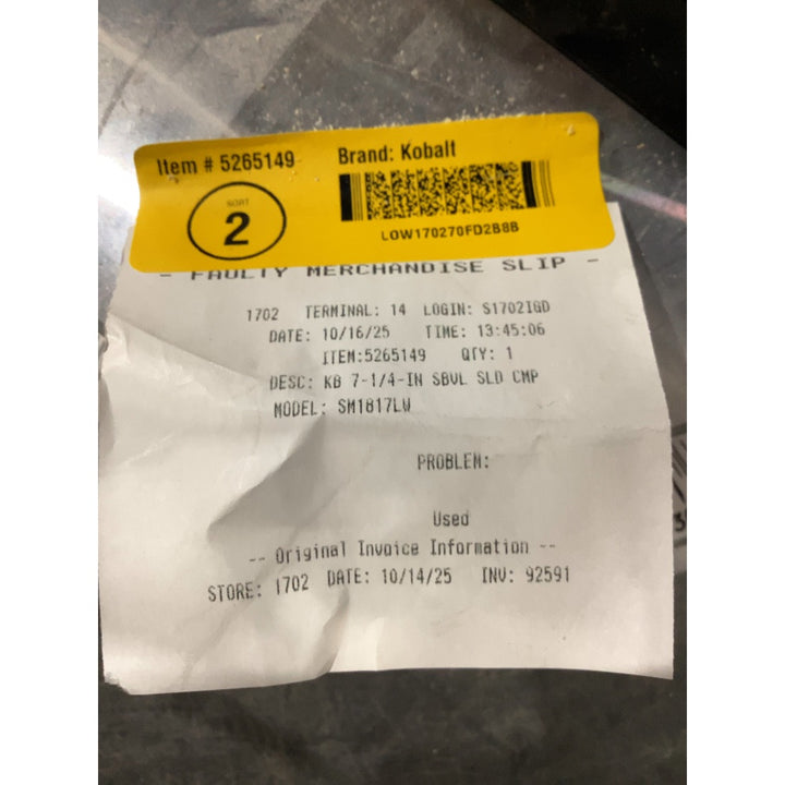 Lot # 1476 Kobalt Bevel Sliding Compound Corded Miter Saw$219