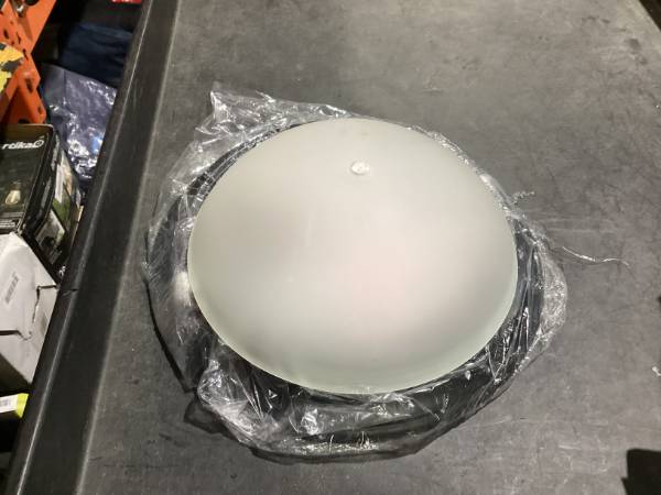Lot # 674 Generic  Frosted Glass Silver Flush Mount Ceiling Light 14x4  $35