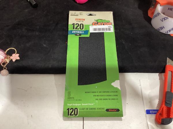 Lot # 791 Gator 7102 Precut Drywall Sanding Screen Fine 120-Grit Sheet Sandpaper, 4.25 x 11.25 Inch, 5 Sheets