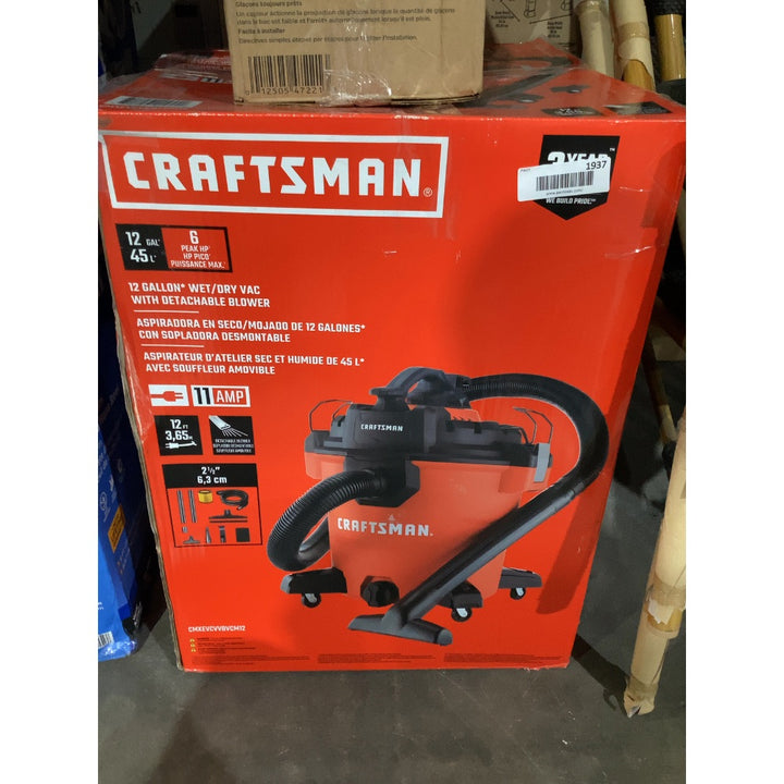Lot # 1937 CRAFTSMAN 12-Gallon Wet/Dry Shop Vacuum $100