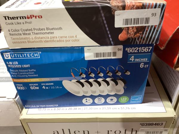 Lot # 94 Utilitech Round Dimmable 4" White LED 6 Pack $54