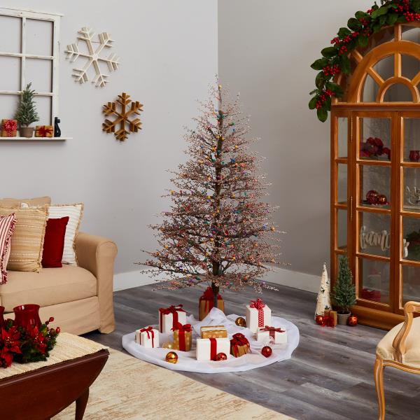 Lot # 1573 Nearly Natural 4ft. Frosted Berry Twig Artificial Christmas Tree with 100 Multicolored Gum Ball LED Lights and 240 Bendable Branches