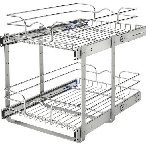 Rev-A-Shelf Two-Tier Pull-Out Baskets 14.75-in W x 19-in H x 22-in D 2-Tier Cabinet-mount Chrome Metal Soft Close Pull-out Sliding Basket Kit (OPEN BOX)