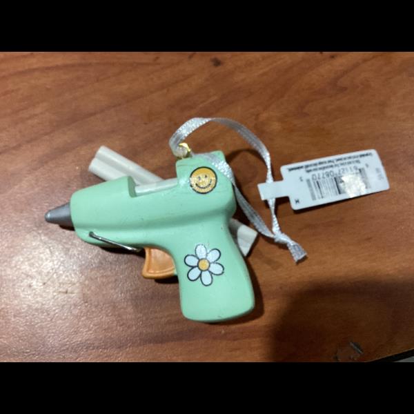 Lot # 25 Green Smiley Hot Glue Gun Ornament $12
