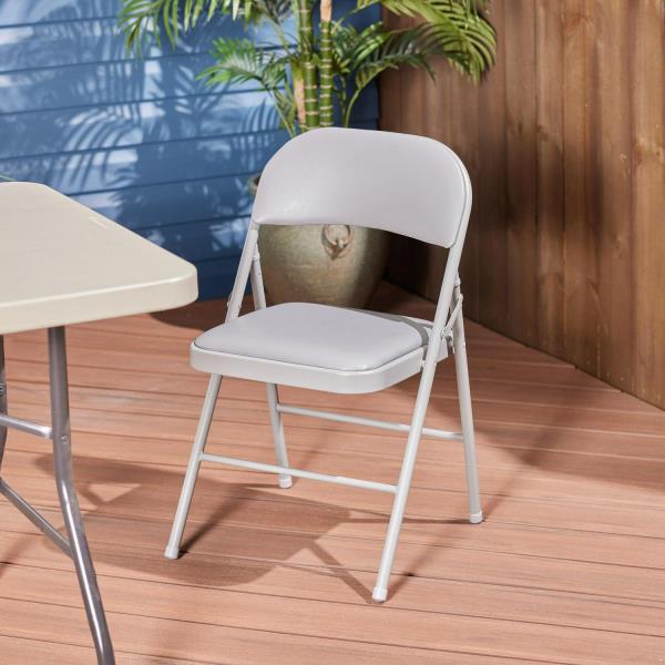 Lot # 2179 Gray Standard Indoor Folding Chair with Padded Seat