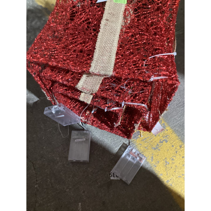 Lot # 1062 Holiday Decor Red Glitter Mesh Gift Box $50