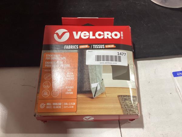 Lot # 1477 VELCRO Brand Sticky Back for Fabrics, 10 Ft Bulk Roll No Sew Tape with Adhesive, Cut Strips to Length Permanent Bond to Clothing for Hemming Replace Zippers and Snaps, White