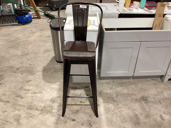Lot # 2128 Flash Furniture Commercial Grade 30" High Black-Antique Gold Metal Indoor-Outdoor Barstool with Removable Back