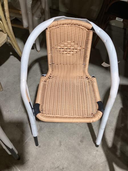 Lot # 2272 Rattan Stacking Chairs with Cross Back Support $86