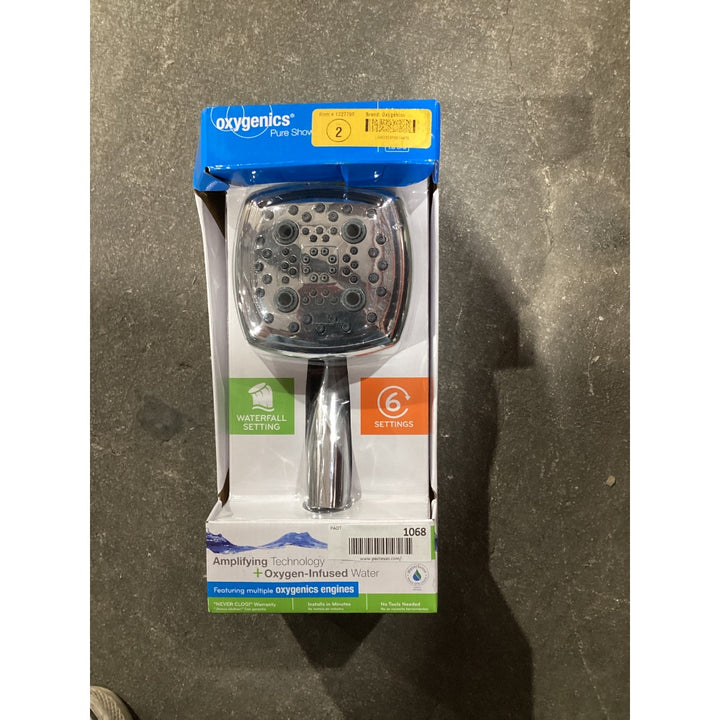 Lot # 1068 Oxygenics 1068 Handheld Shower - Oxygen-Infused Water, 6 Settings, Waterfall, 72 inch Hose, Chrome Finish