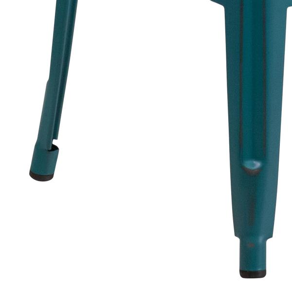 Lot # 2285 Flash Furniture Kai Commercial Grade 30" High Backless Distressed Kelly Blue-Teal Metal Indoor-Outdoor Barstool