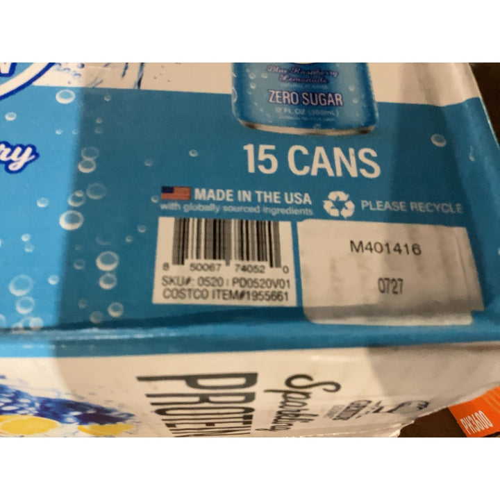 Lot # 516 GENIUS GOURMET Sparkling PROTEIN Blue Raspberry Lemonade - 30g Protein, Zero Sugar, 15 Cans