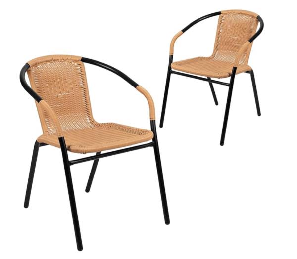 Lot # 2114 Rattan Stacking Chairs with Cross Back Support $86