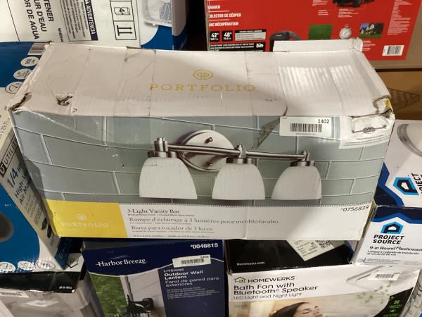 Lot # 1402 Portfolio 3-Light 8.15-in Brushed nickel Bowl Vanity Light