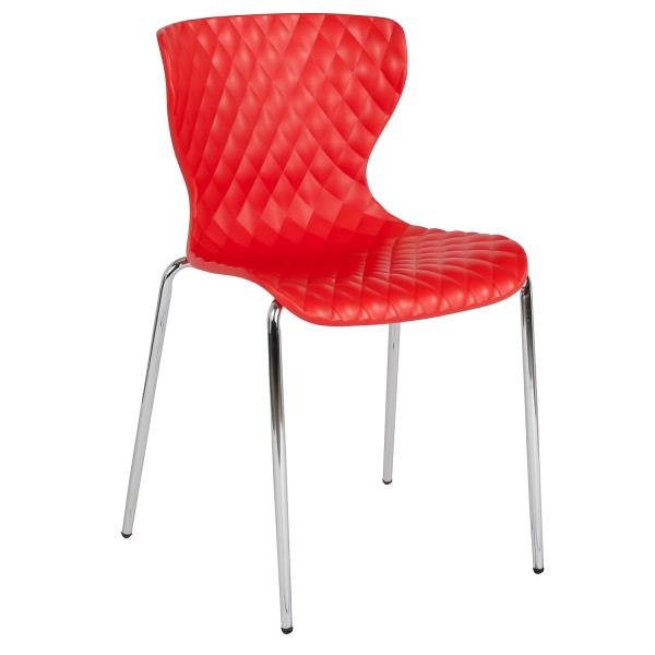 Lot # 2098 Flash Furniture Lowell Contemporary Design Red Plastic Stack Chair