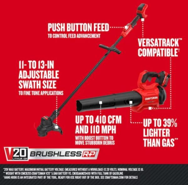 Craftsman V20 Trimmer and Leaf Blower $149