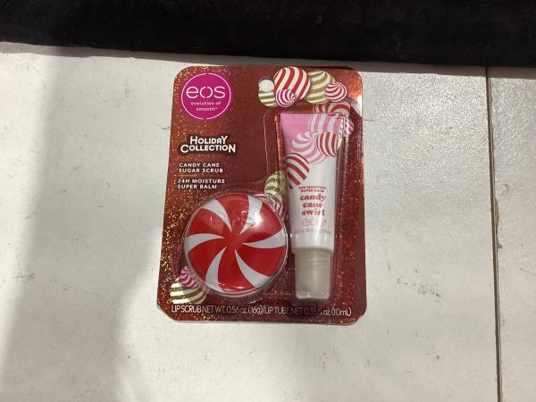 Lot # 405 eos Holiday Lip Treatment Gift Set- Candy Cane Swirl Lip Scrub & 24H Moisture Super Balm, Limited-Edition Lip Care, Stocking Stuffers, 2-Pack
