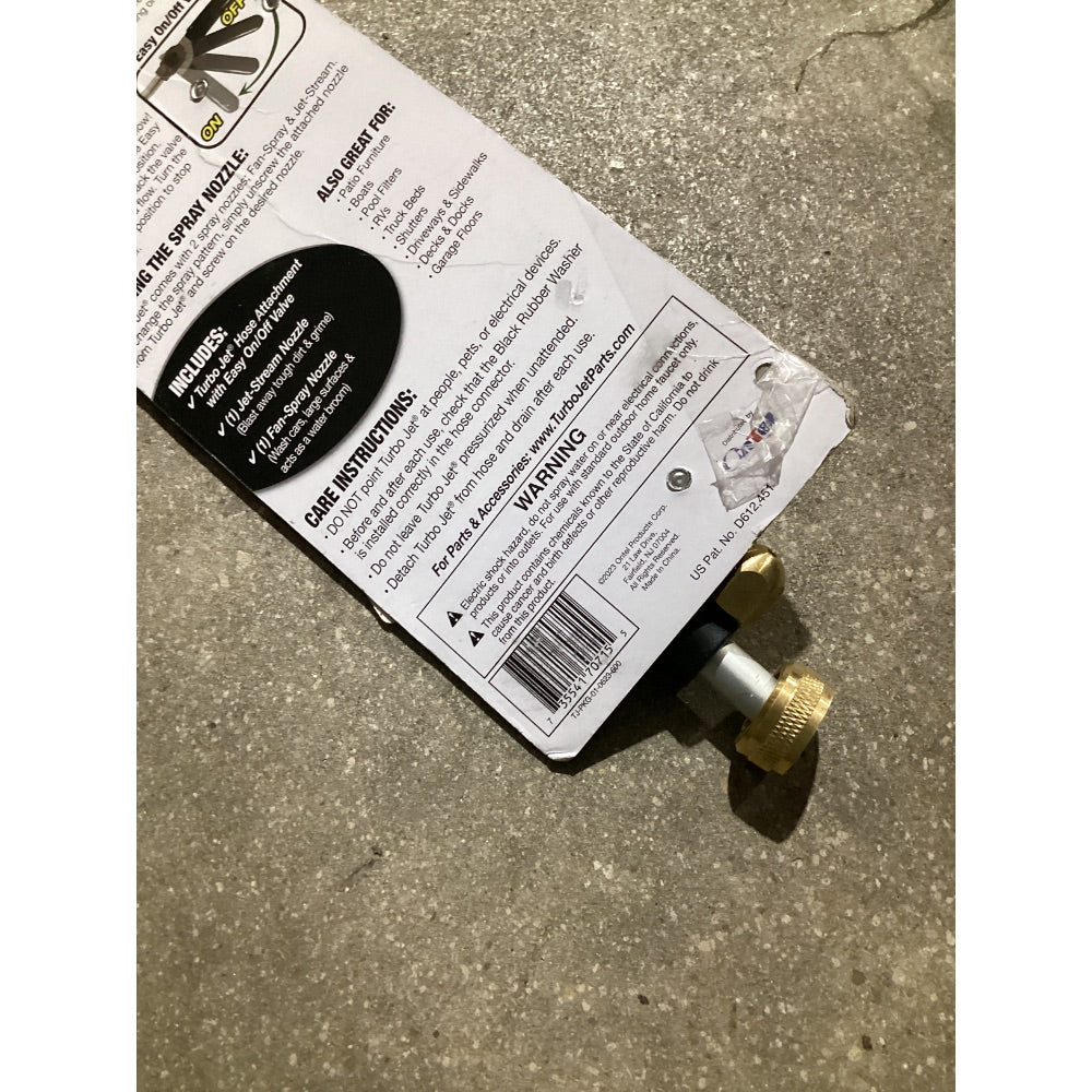 Lot # 1450 Turbo Jet 2-in-1 Power Washer Nozzle & Cleaning Attachment - Adjustable Spray, On/Off Valve, Multi-Purpose, Yellow/Blue
