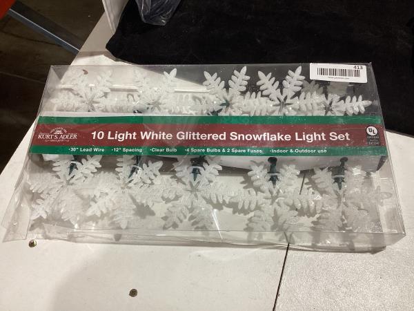Lot # 413 Kurt Adler UL 10-Light Snowflake Party Light Set, White